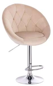 LuxuryForm DESIGN Barová stolička VERA VELUR na striebornom tanieri - latte