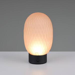 LED stolová lampa Facette, jantárová, USB, sklo