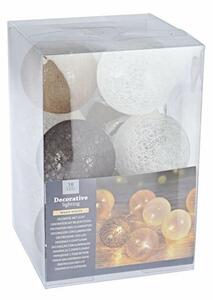 LED svetelná reťaz Livorno, 10 gulí, pr. 6 cm, teplá biela, 1,5 m