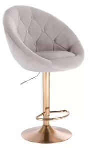 LuxuryForm DESIGN Barová stolička VERA VELUR na zlatom tanieri - svetlo šedá