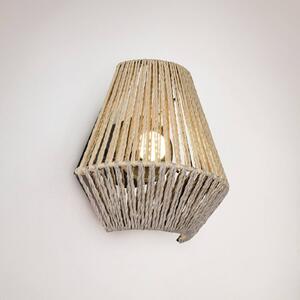 LED nástenné svetlo Lira, hnedé, papierová niť, dotykové, V 19 cm, Hnedá / hrdzavá, Spálňa, Textil / látka / hodváb