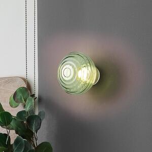 LED akumulátorové nástenné svetlo Earl, mosadz/zelená, sklo, Ø 15,5 cm, Zelená, Obývacia izba / jedáleň, kov, Nástenné svietidlo