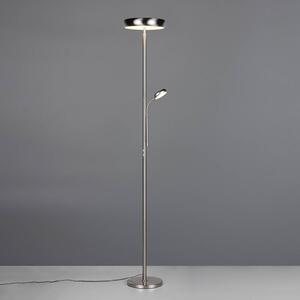 LED stojacia lampa Palermo, nikl matný, diaľkové ovládanie, pamäť, Chrómová / strieborná, Obývacia izba / jedáleň, kov, Zemné bodové svetlo