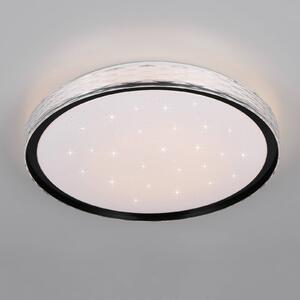Stropné LED svetlo Varda, čierne, Ø 39 cm, diaľkové ovládanie, Čierna, Spálňa, kov, Moderný