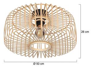 Stropné svietidlo Bloeba, Ø 50 cm, drevo, prírodné, E27, Svetlé drevo, Obývacia izba / jedáleň, Drevo, Škandinávsky