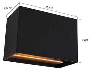 LED nástenné svetlo Muro 3365, čierne, hranaté, G9, 2700 K, Čierna, Obývacia izba / jedáleň, kov, Moderný, Nástenné svietidlo