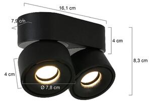 LED stropné bodové svetlá Fez, čierne, 2-pl., kovové, otočné, Čierna, Obývacia izba / jedáleň, kov, Moderný, Stropné svetlo