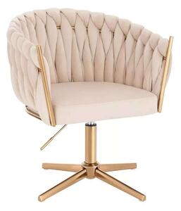 LuxuryForm DESIGN Kreslo NORDEN VELUR na zlatom kríži - krémové