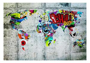Samolepiaca tapeta graffiti mapa sveta - Map