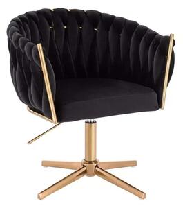 LuxuryForm DESIGN Kreslo NORDEN VELUR na zlatom kríži - čierne