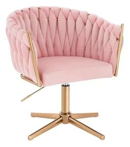 LuxuryForm DESIGN Kreslo NORDEN VELUR na zlatom kríži - ružové