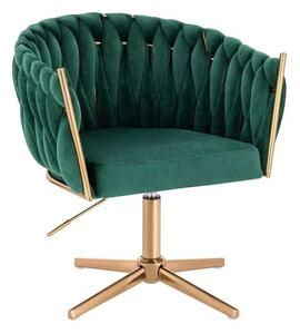 LuxuryForm DESIGN Kreslo NORDEN VELUR na zlatom kríži - zelené