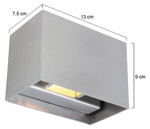 LED nástenné svetlo Muro 3365, oceľovo sivá, hranaté, G9, 2700 K, Hliník / sivá / zinok, Obývacia izba / jedáleň, kov, Moderný, Nástenné svietidlo