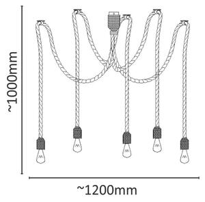 LED Luster na lanku ROPE CASA 5xE27/10W/230V pavúk