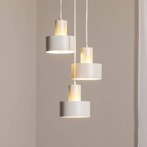 Závesné svietidlo Rif 3, taupe, okrúhle, 3-pl., Ø 33 cm, oceľ, Krémová / jantárovo žltá, Obývacia izba / jedáleň, kov, Moderný, Závesné svietidlo