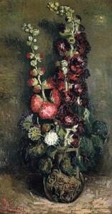 Obrazová reprodukcia Vase of Hollyhocks, 1886, Vincent van Gogh, 22.2 × 40 cm
