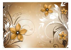 Samolepiaca tapeta s hnedým kvetinovým motívom - Brown rhapsody