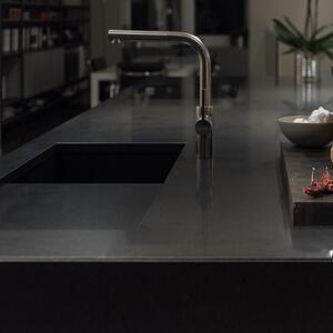 Sink Quality Crypton 55, kuchynský granitový drez 460x375x205 mm + chrómový sifón, čierna, SKQ-CRY.C.1KBO.55.X