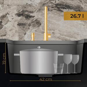 Sink Quality Crypton 55, kuchynský granitový drez 460x375x205 mm + čierny sifón, čierna, SKQ-CRY.C.1KBO.55.XB