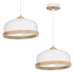 Závesné svietidlo Studio, 1x drevené/biele kovové tienidlo, (fi 32cm), w/br