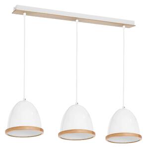 Závesné svietidlo Studio, 3x drevené/biele kovové tienidlo, (fi 21cm), w/br