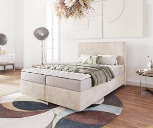 DELIFE Boxspring posteľ Dream-Well 140x200 cm manšester béžová s matracom a topperom