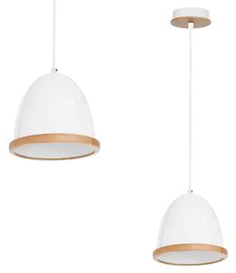 Závesné svietidlo Studio, 1x drevené/biele kovové tienidlo, (fi 21cm), w/br