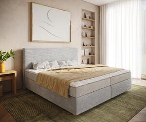 DELIFE Boxspring posteľ Dream-Well manšester strieborno-šedá 200x200 cm bonellový matrac topper