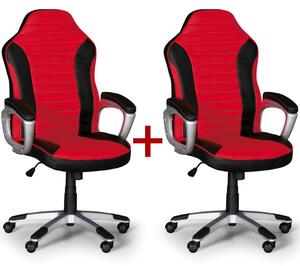 Kožené kancelárske kreslo SPORT 1+1 ZADARMO, čierna/červená