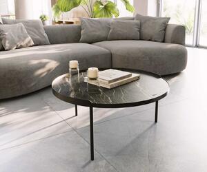 DELIFE Konferenčný stolík Torell 80x80 cm keramika Laminam®Noir Desir hnedá kovový rám efektová titánová farba