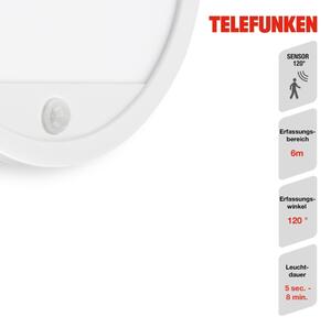 Telefunken 313706TF-LED Vonkajšie nástenné svietidlo so senzorom LED/15W/230V IP44