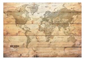 Samolepiaca tapeta detailná mapa sveta - Map on Boards
