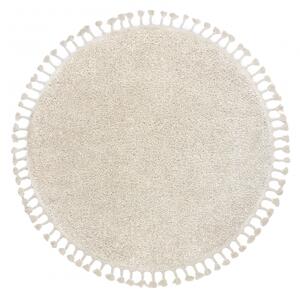 Okrúhly koberec BERBER 9000, krémový - strapce, Berber, Maroko, Shaggy