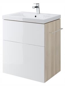 Cersanit Smart, závesná umývadlová skrinka 60cm, jaseň svetlý-biela lesklá, S568-018
