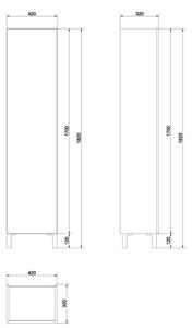 Cersanit Smart, vysoká skrinka 170x42x32 cm, jaseň svetlý-biela, S568-006
