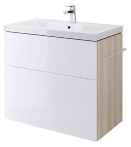 Cersanit Smart, závesná umývadlová skrinka 80cm, jaseň svetlý-biela lesklá, S568-020