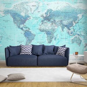 Samolepiaca tapeta modrá mapa sveta - Sky Blue World