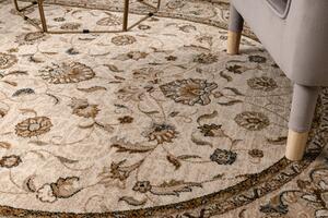 Vlnený oválny koberec OMEGA ARIES Kvety, hnedý