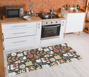 Protišmykový prateľný koberec ANDRE 1297 Do kuchyne - káva, hnedý
