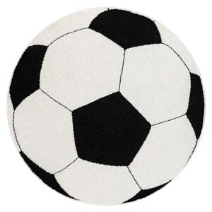 Okrúhly koberec SILVER Futbalová lopta, čierno - biely