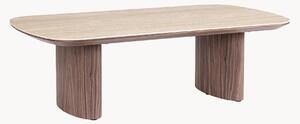 Oválny drevený konferenčný stolík's doskou v travertínovom vzhľade Ezekiel, Š 130 x H 70 cm