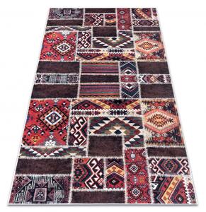 Prateľný koberec - orientálny patchwork, bordovo-hnedý