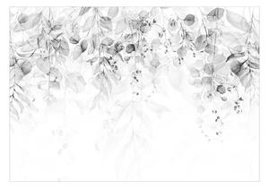 Samolepiaca tapeta jemnosť listov v čiernobielom prevedení - Gentle Touch of Nature