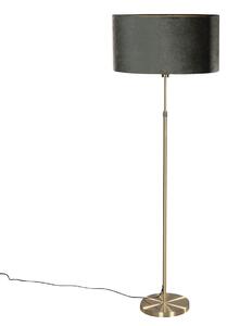 Stojacia lampa zlatá s oválnym zamatovým tienidlom zelená 50 cm - Parte