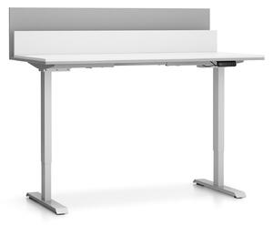 Výškovo nastaviteľný stôl SINGLE LAYERS, 160x80 cm, 2 motory, s prepážkami, biela/sivá