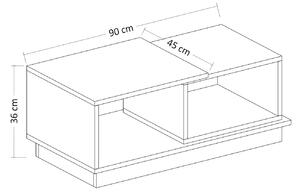 Dizajnový konferenčný stolík Aceline 90 cm biely / dub