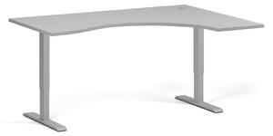 Ergonomický výškovo nastaviteľný stôl, 160x120 cm, 2 motory, L/P, sivá podnož, sivá