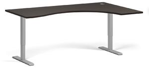 Výškovo nastaviteľný stôl, 1 motor, 745 - 1235 mm, ergonomický L/P, doska 1800 x 1200 mm, sivá podnož, wenge