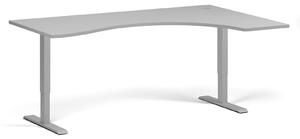 Ergonomický výškovo nastaviteľný stôl, 180x120 cm, 1 motor, L/P, sivá podnož, sivá