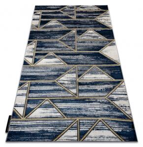 Moderný koberec DE LUXE 462 Geometrický - Štrukturálny tmavomodro / zlatý